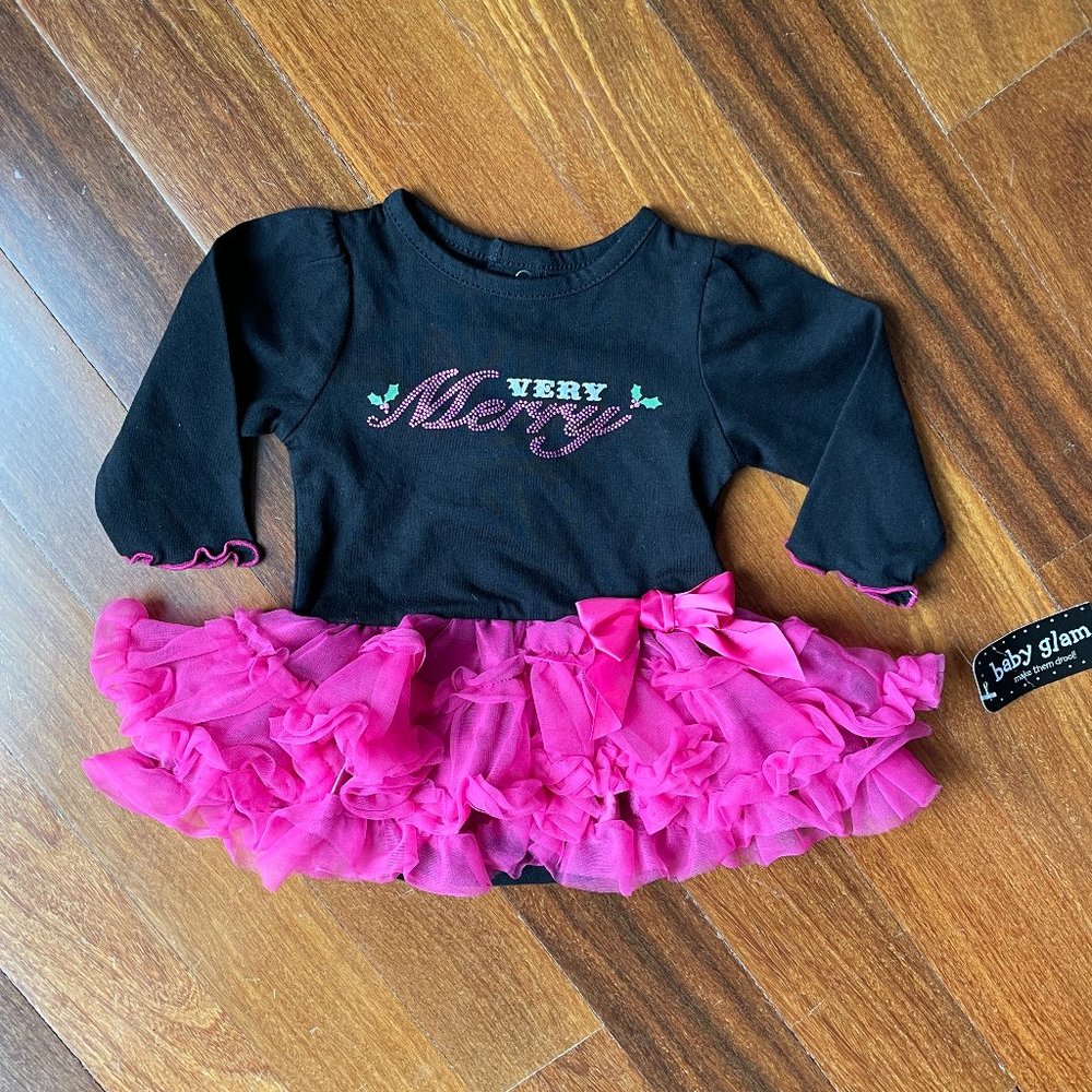 NEW Baby Glam 3 Mo Very Merry Holiday Dress